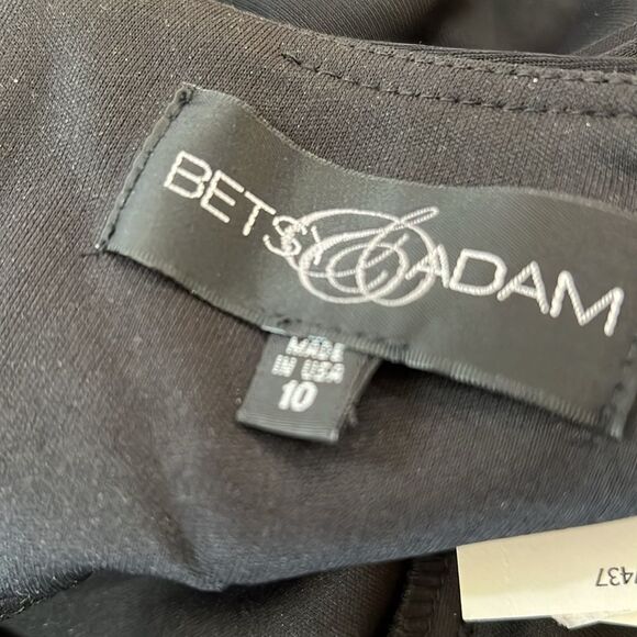 Elegant Black Sequin Halter Chiffon Gown Maxi Formal Mermaid Sz10 NWT Betsy Adam - Picture 14 of 15